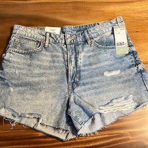 H&M High Waist Light Blue Denim Shorts